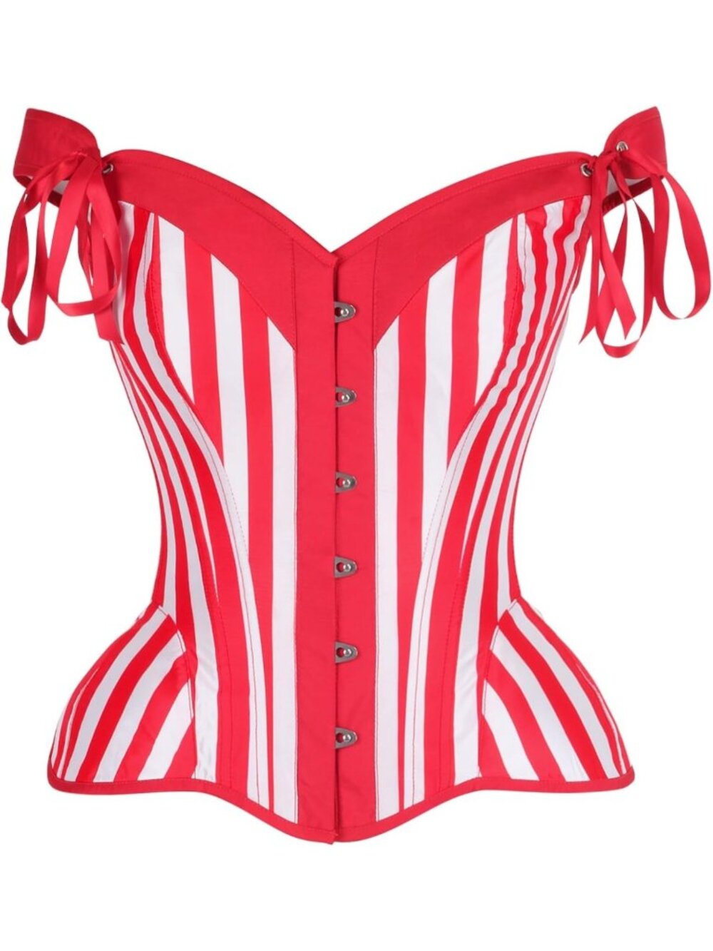 Striped Steel Boned Overbust Corset Waist Cincher Bustier Top - Plus Size